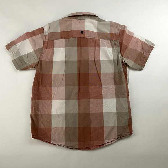 PrAna Size L Brighton Plaid Button Down Shirt Short Sleeve Organic Cotton - Picture 7 of 8